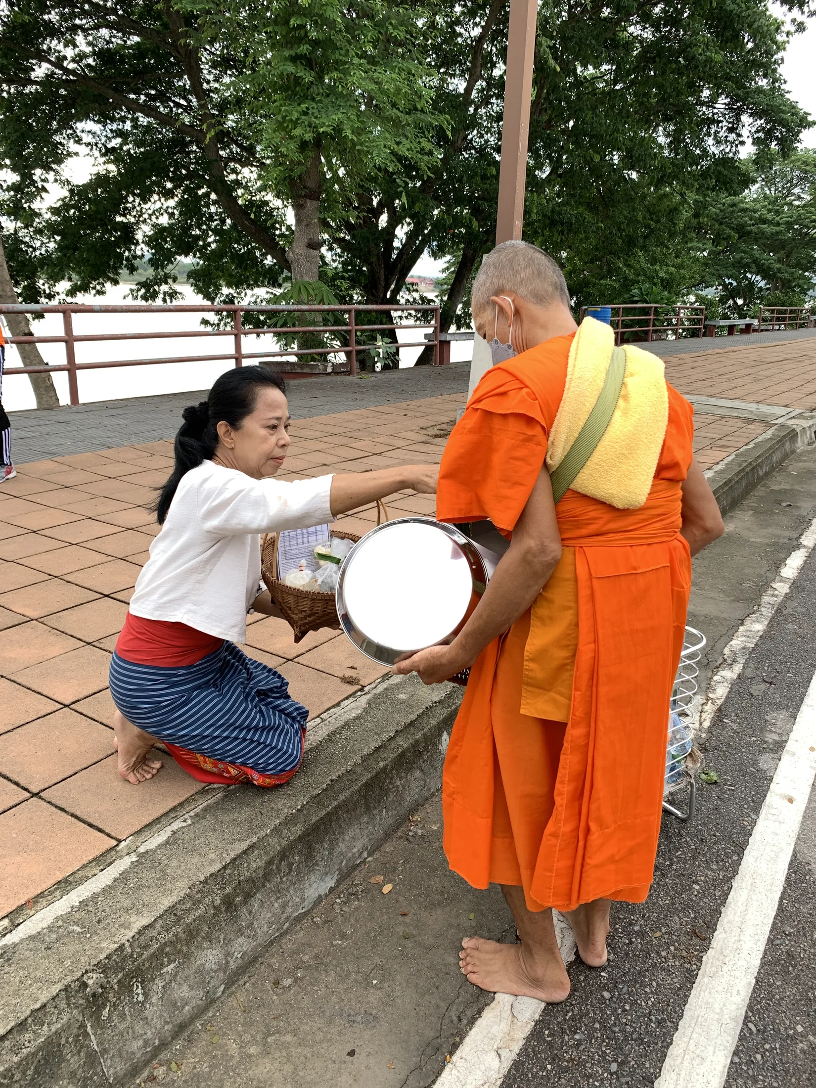 Morning monk offering