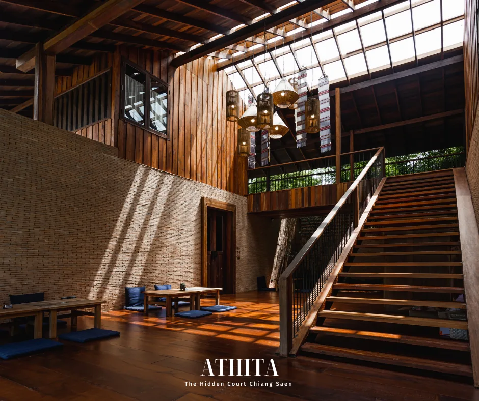 Natural light revealing Athita's teak craftsmanship
